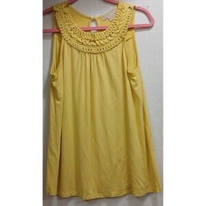 Michael Kors Tank Top Women’s Knotted Neckline Yellow Flowing Stretch Small Note